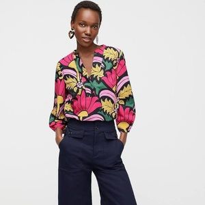 V-neck cotton poplin top in Ratti® grandi fiori